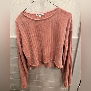 Women’s Pink Chenille Cropped Sweater
